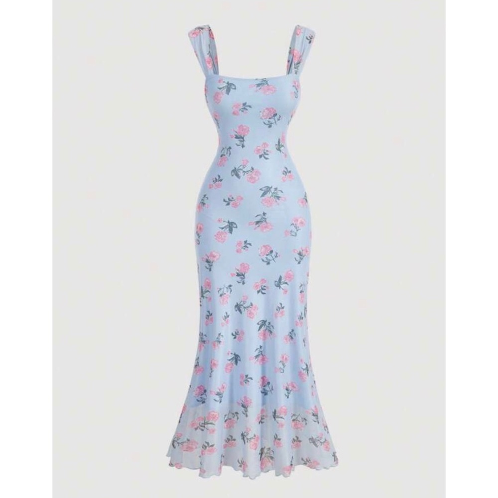 SUPER SALE!! Mesh Floral & Blue Dress